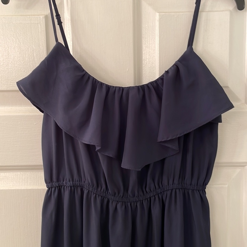 Forever 21 Long Navy Blue Dress with Adjustable Spaghetti Straps